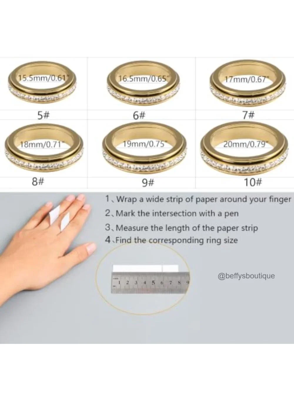 Stainless Steel Spinner Fidget Ring for Women Anxiety Relief Band